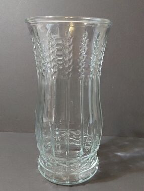 Vintage E.O. Brody Clear Glass Wheat Stalk Pattern Vase